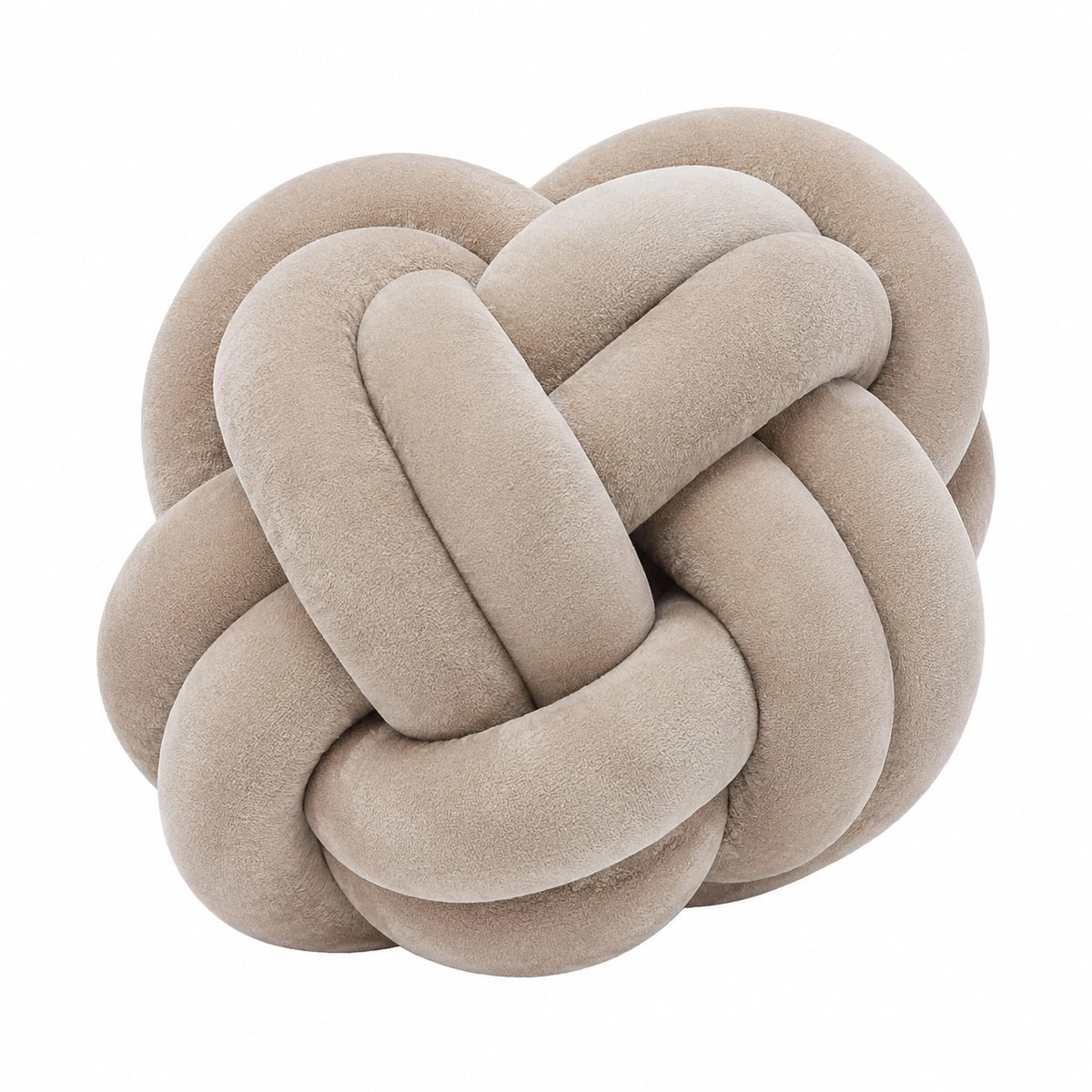 Knotenkissen 35 cm aus Plüsch Beige dekoratives Sofakissen