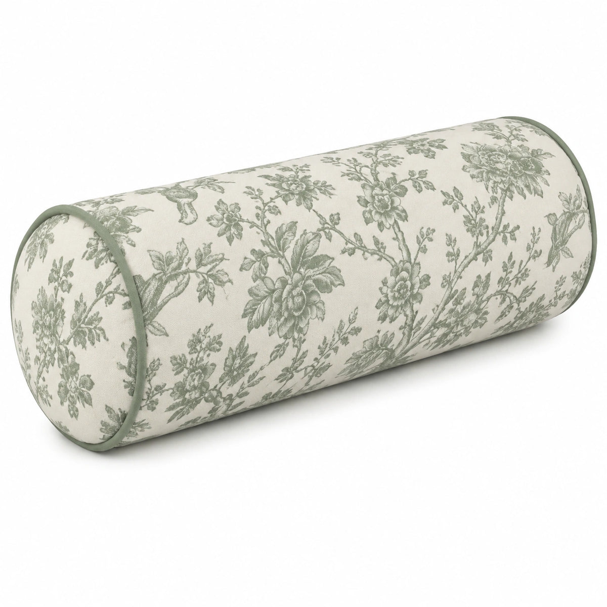 Nackenrolle 20 x 50 cm Textil Grün Creme Blumenmuster Dekorativ