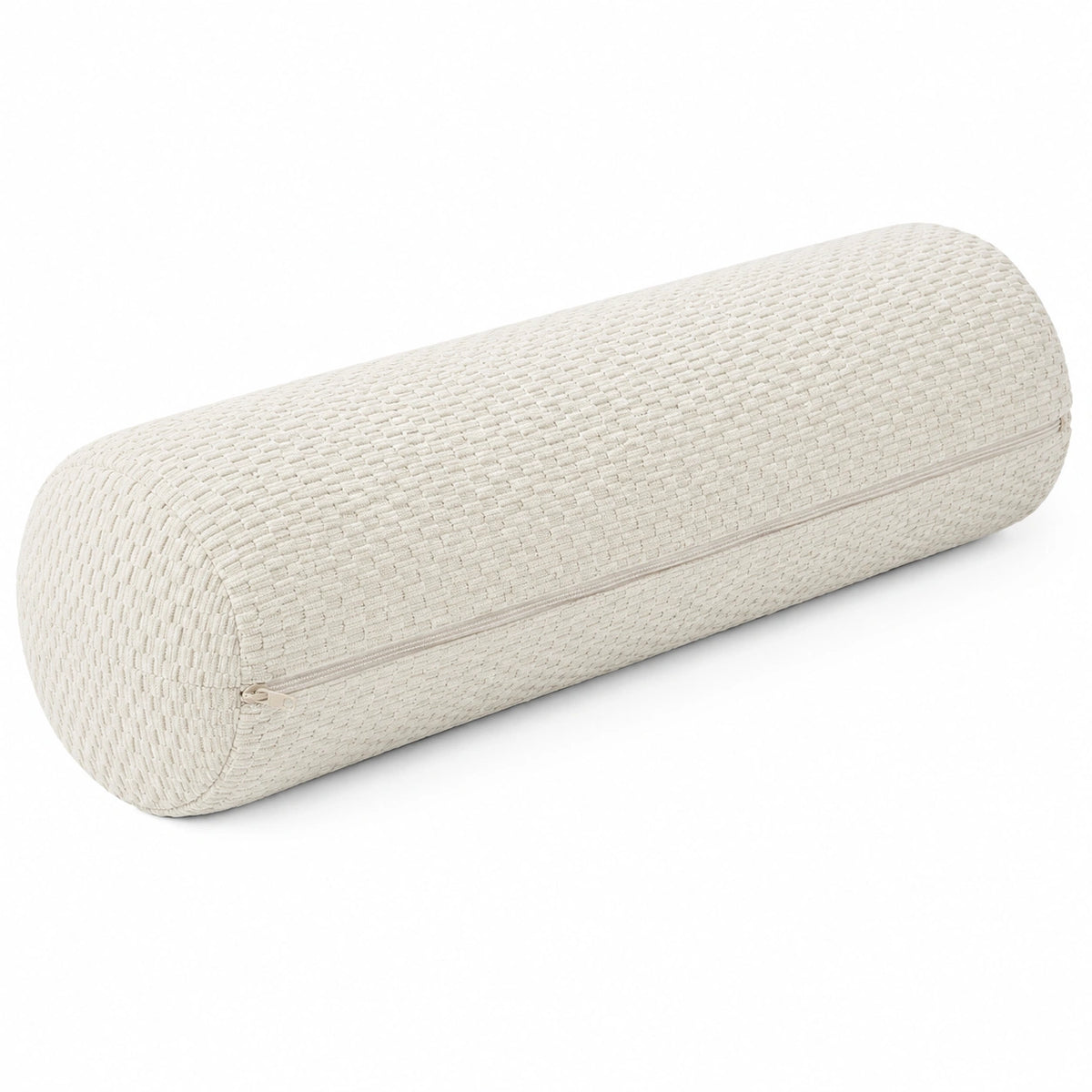 Nackenrolle 15 x 50 cm Textil Creme mit Reißverschluss