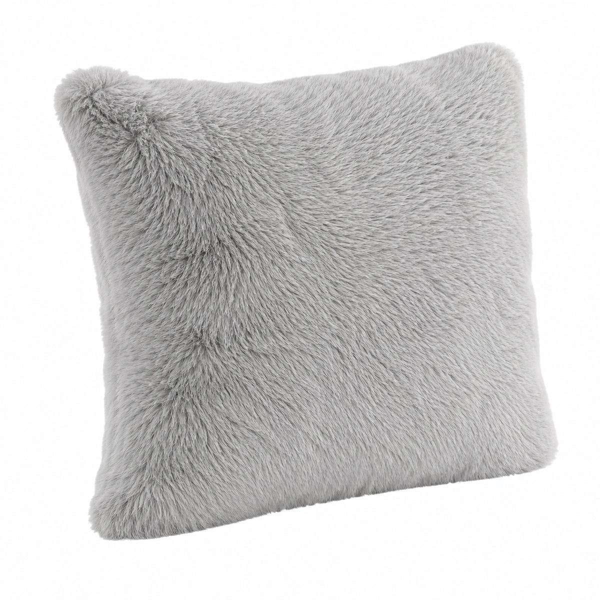 Dekokissen 45 x 45 cm aus langflorigem Textil Grau - weiches Wohnkissen