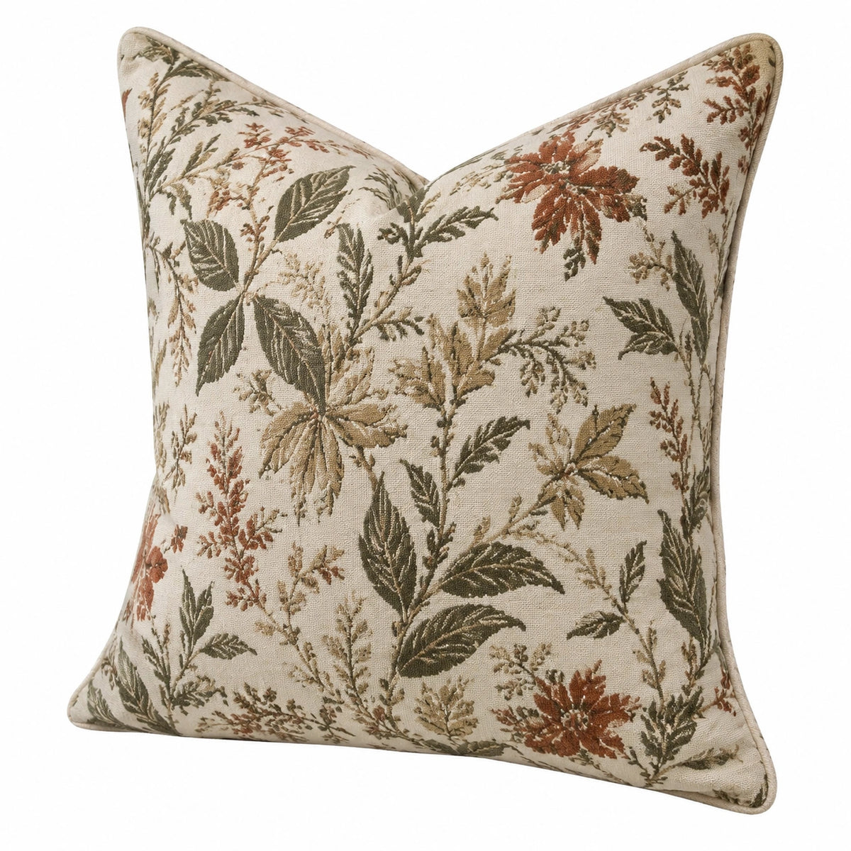 Dekokissen 45 x 45 cm Textil Beige Grün Rostrot mit Blumenmuster