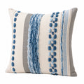 Dekokissen 45 x 45 cm Webstoff in Creme Blau Grau mit Strukturmuster