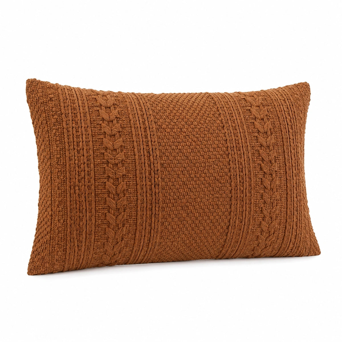 Dekokissen 50 x 30 cm Textil Rostbraun mit gewebter Struktur für Wohnraum