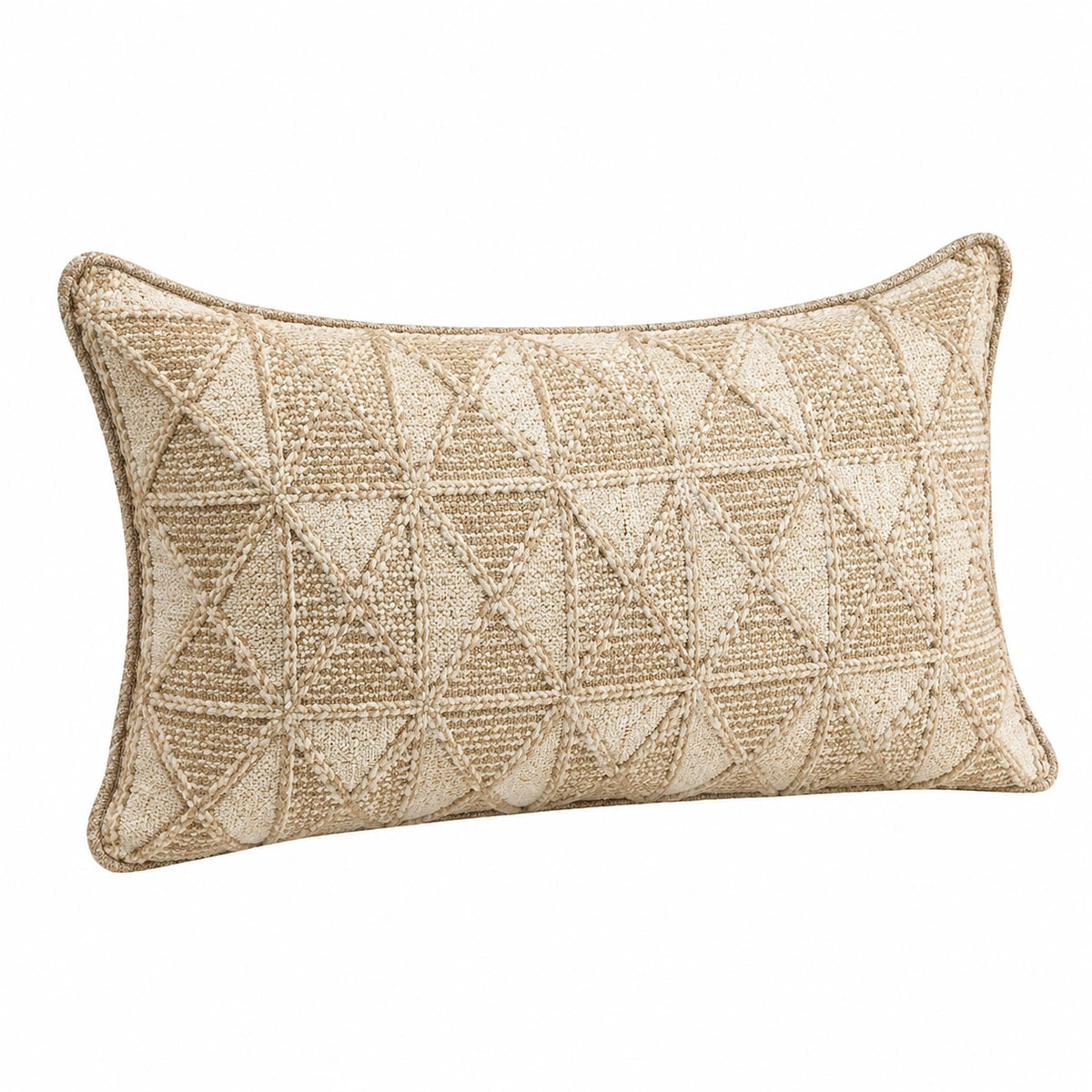 Dekokissen 50 x 30 cm Beige Textil mit geometrischer Struktur