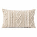 Dekokissen 50 x 30 cm Baumwolloptik Creme - rechteckig mit Strukturmuster