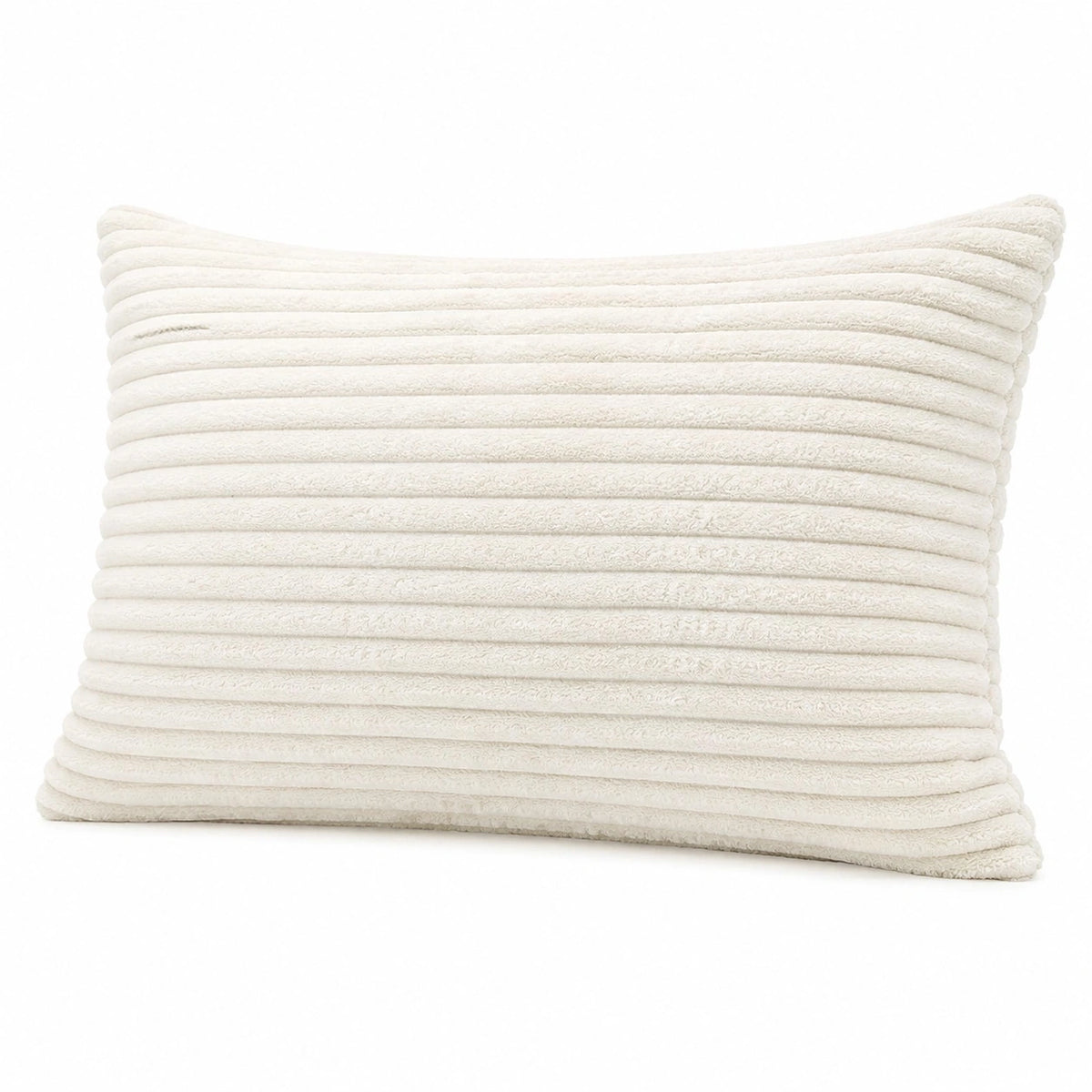 Dekokissen 50 x 30 cm aus Polyester Weiß mit gerippter Plüschoberfläche