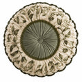 Rundes Zierkissen 45 cm Grün Creme Stoff Blumenmuster Rüschen Vintage-Stil