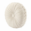 Rundes Zierkissen 45 cm Creme strukturiertes Polyester mit Faltenmuster