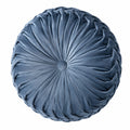 Rundes Zierkissen 40 cm aus Samt Blau mit Faltenstruktur