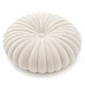 Rundes Dekokissen 45 cm aus Kunstfell in Creme mit Faltenstruktur