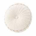 Rundes Zierkissen 45 cm aus Samtstoff in Creme mit Faltenstruktur