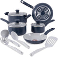 Tefal Topf- & Pfannensets, Schwarz, T-Fal Keramik-Kochgeschirr-Set, ofenfest bis 100 °C, 12-teilig, inklusive Suppentopf
