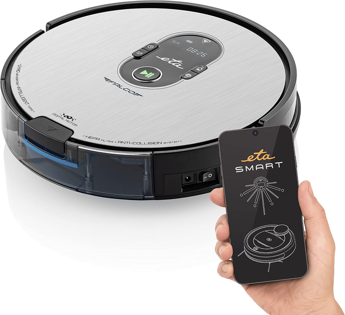 ETA Saugroboter, Schwarz, Falco mit Smart-App - Li-Ion Akku mit bis-zu 100 Minuten