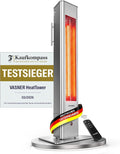 VASNER Heizstrahler, Schwarz, HeatTower Wärmestrahler, Infrarot Stand 2500 Watt - Terrasse elektrisch 4 Heizstufen