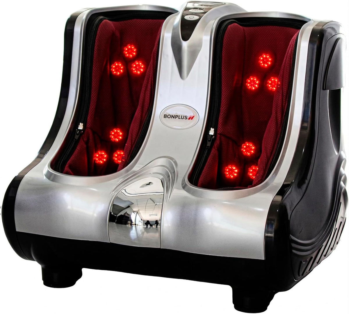 Bonplus BP Fußmassagegeräte, Schwarz, Fuß- und Beinmassagegerät mit Wärme, Shiatsu-Fußmassagegerät, tiefe Gewebemassage