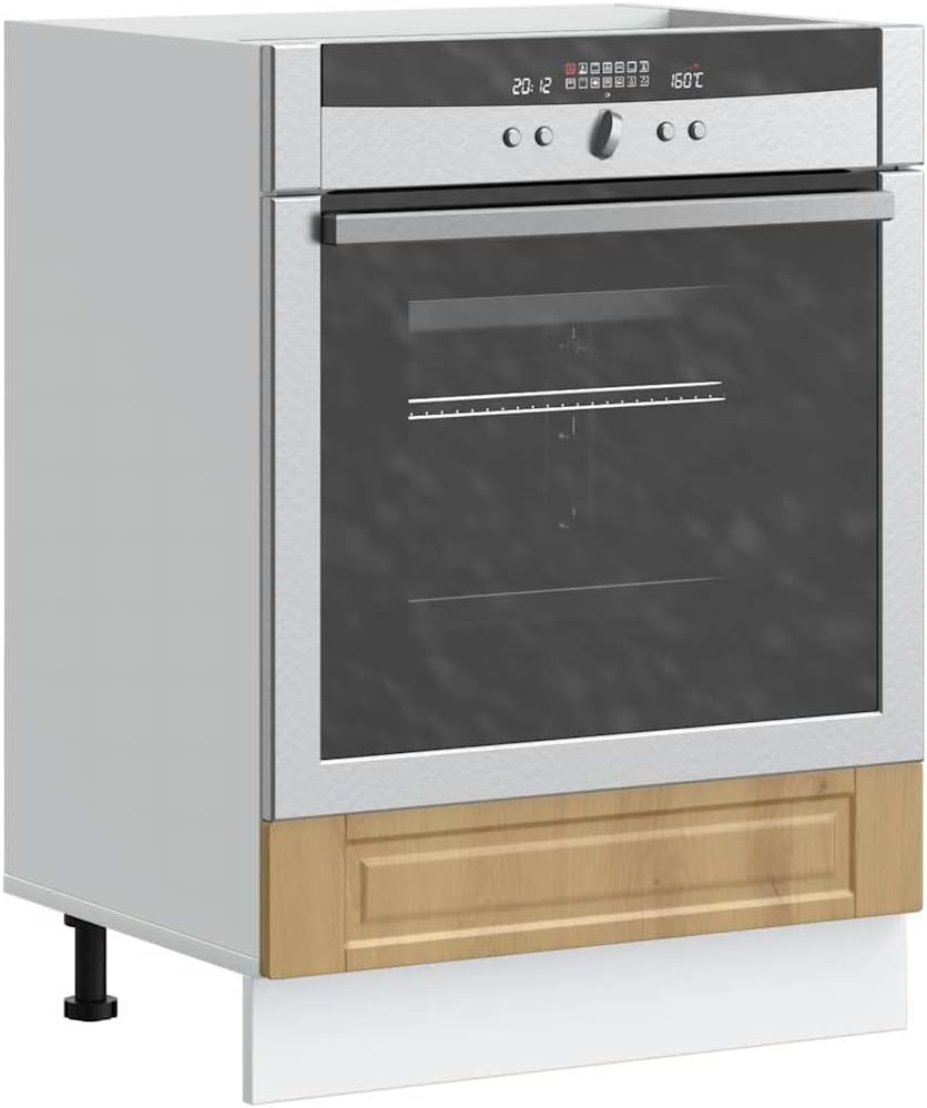 Holepyr Mikrowelle, 60x46x81,5 cm, Holzwerkstoff, Schwarz/Silber, Herdumbauschrank Porto Artisan-Eiche Holzwerkstoff