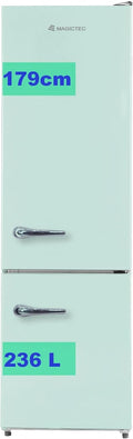 【Premium】 Kühlschrank, 179 cm, 236 L, 168 L, Weiß, Retro Mit Gefrierfach Vintage, 【Total No Frost Plus 】, ( /68 L Gefrierfach )