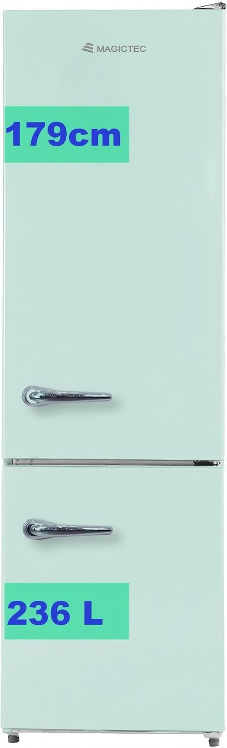 【Premium】 Kühlschrank, 179 cm, 236 L, 168 L, Weiß, Retro Mit Gefrierfach Vintage, 【Total No Frost Plus 】, ( /68 L Gefrierfach )