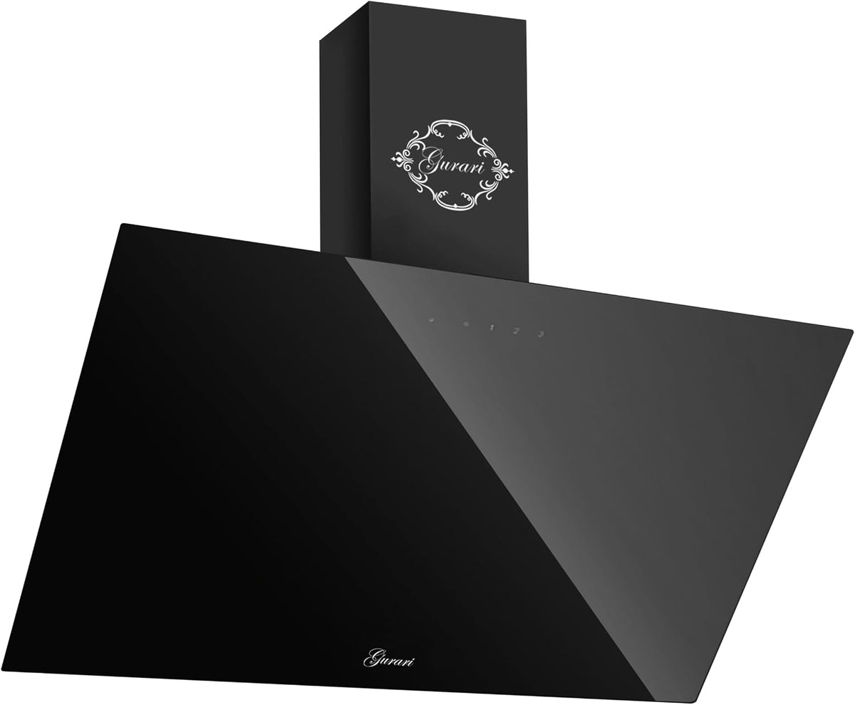 GURARI Dunstabzugshaube, 80 cm, Metalllegierung., Schwarz, kopffrei Wandmontage 286 BL 8 Prime Kopffreihaube Glas
