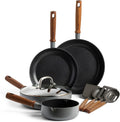 GreenPan Backofen, Grau, Mayflower Pro Harteloxierte Gesunde Keramik Antihaft, 9-teiliges Kochgeschirr-Set, mit Bratpfanne