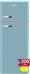 Amica Kühl-Gefrierkombination, 144 x 55 x 62 cm, 206 L, Weiß, Retro DTR 374 190 T