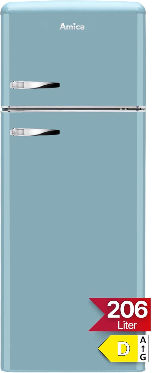 Amica Kühl-Gefrierkombination, 144 x 55 x 62 cm, 206 L, Weiß, Retro DTR 374 190 T