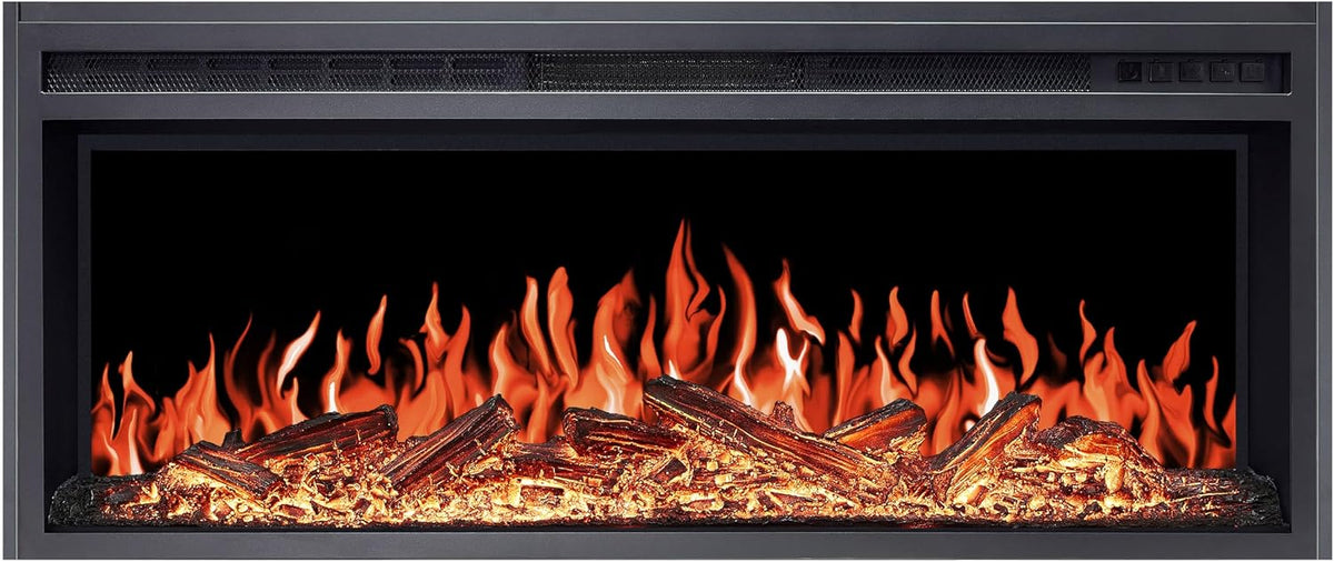 ArtiFlame Elektrokamin, 1600 W, Mehrfarbig/Schwarz, AF38 Multicolor, Elektrischer Einbaukamin mit Heizung, realistischer 3D-Flammeneffekt