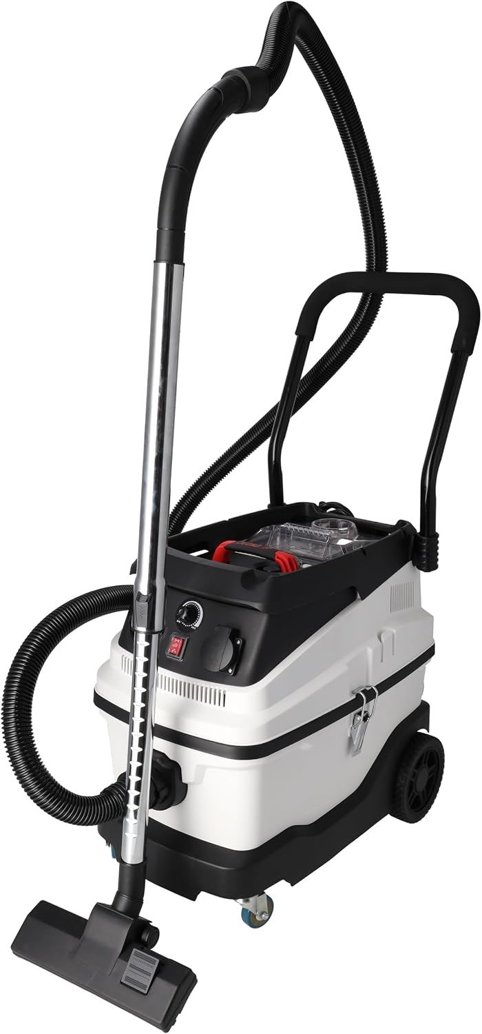 Dedra Bürsten, 1600 W, 30 L, Schwarz, Nass- und Trockensauger mit Wasserfilter, für Trockenbauarbeiten, HEPA-Filter und Wasserfilter