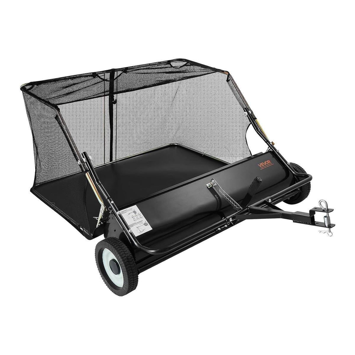 VEVOR Rasenmäher, 122 cm, 566 L, Schwarz, Rasenkehrmaschine, Kehrbreite, Laubkehrmaschine für Aufsitzmäher, Laubsammler mit Auffangnetz