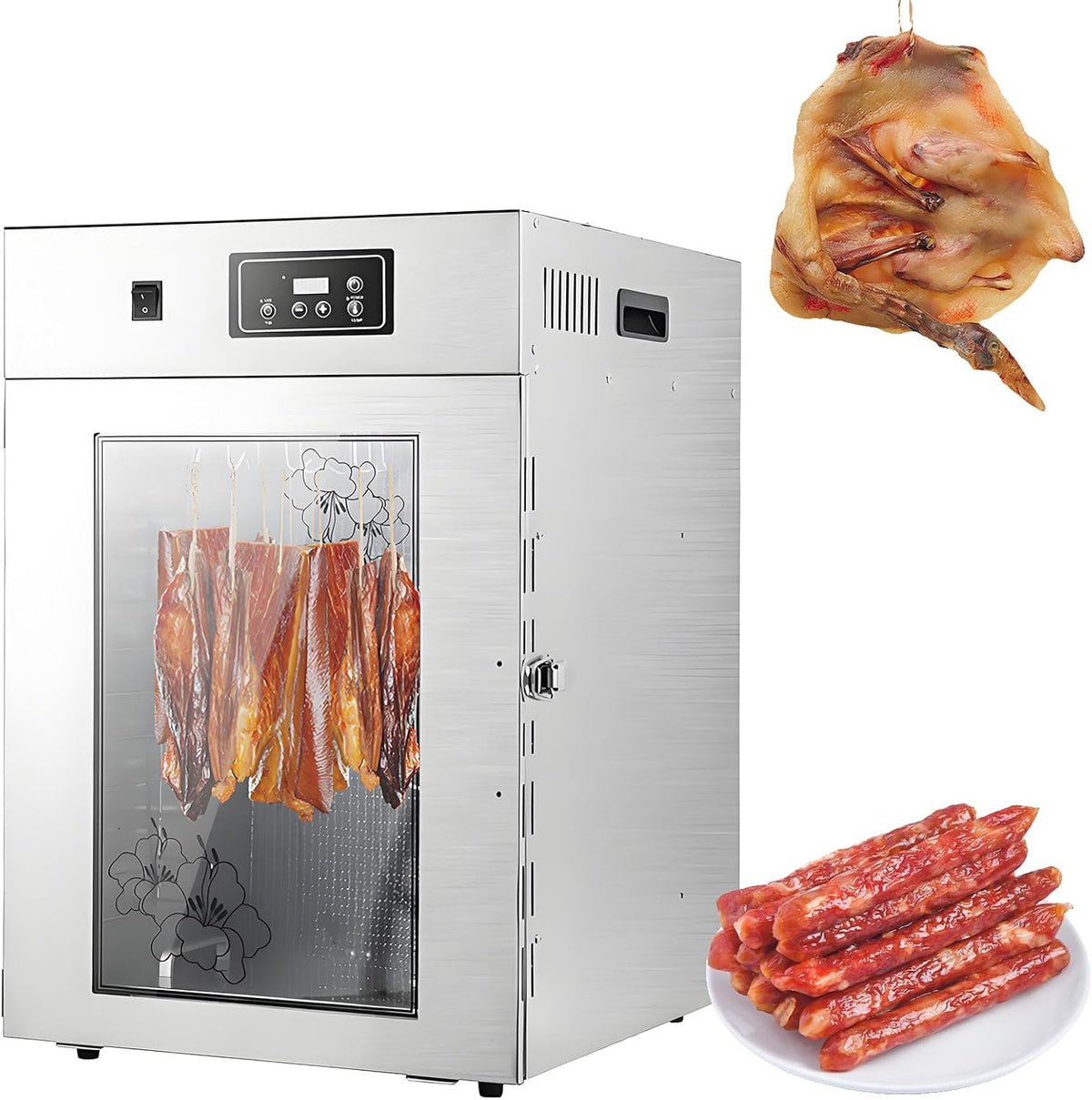 AETEREOS Dörrautomaten, 800 W, 220 V, 30 L, Silber, Gewerblicher Dörrautomat 10 Etagen, Edelstahl Lebensmittel Dehydrator mit 360° Luftzirkulation