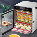 SHENGSHIYU Dörrautomaten, Silber, Dörrautomat Edelstahl, Tabletts 360° Trocken 12tiers