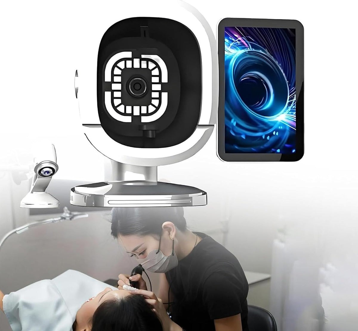 LSRFXF Klinische Labor-Analysegeräte, Schwarz, 6-Zoll-Hautanalysegerät für Das Gesicht, Ki-Hautanalysegerät, 36 MP HD-Pixel