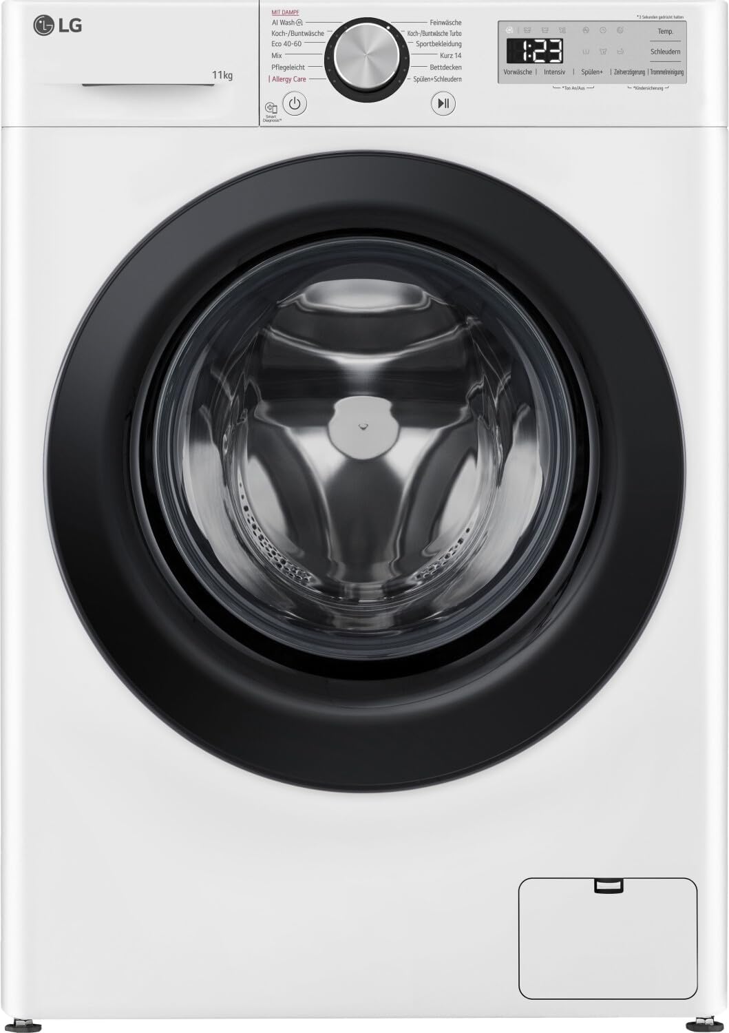 LG Waschmaschine, 11 kg, Weiß, F4WR4911P, Frontlader, 1350 U/Min, AI DD, Steam, 6 Motion, Inverter Direct Drive