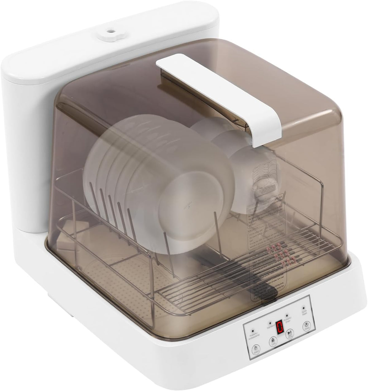 KAUITOPU Tischgeschirrspüler, 800 W, 6 L, PP, Weiß, Mini Geschirrspüler Halbtransparentem, mit 3 Programmen Wassertank Touch-Steuerung