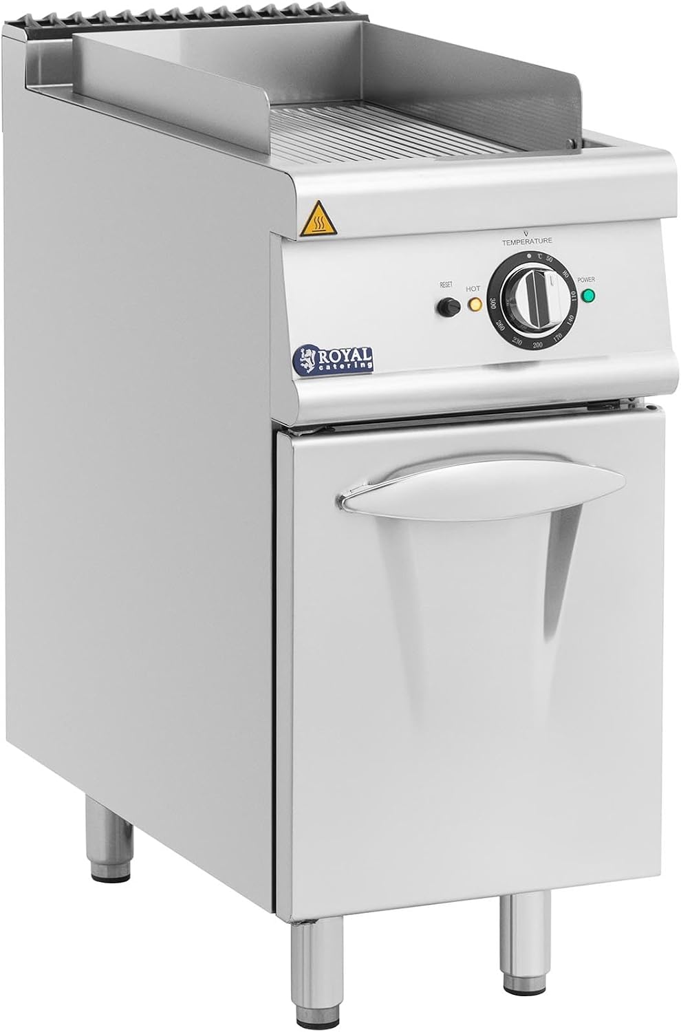Royal Catering Elektrogrill, 40 x 70 x 90 cm, 5,4 kW, Grau, Elektro-Grillplatte mit Unterschrank Pro 730 Series