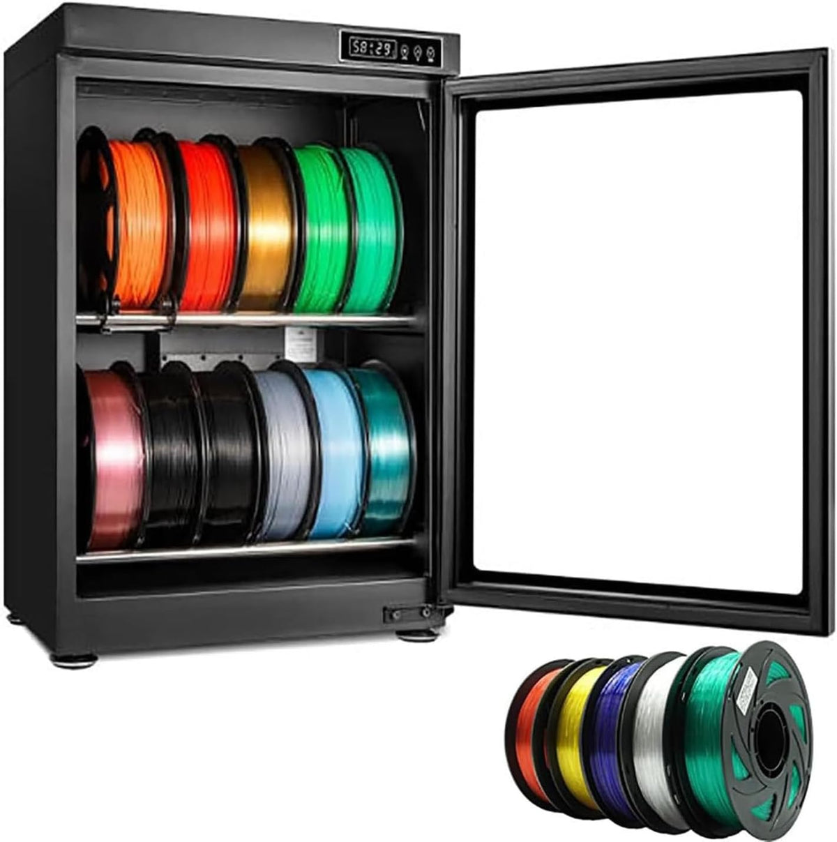 LSBHPPD 3D-Drucker, 70 L, Grau, Trockenschrank Für 3D Druckfilament, Feuchtigkeitsbeständige Lagerung, 12 Spulen Kapazität