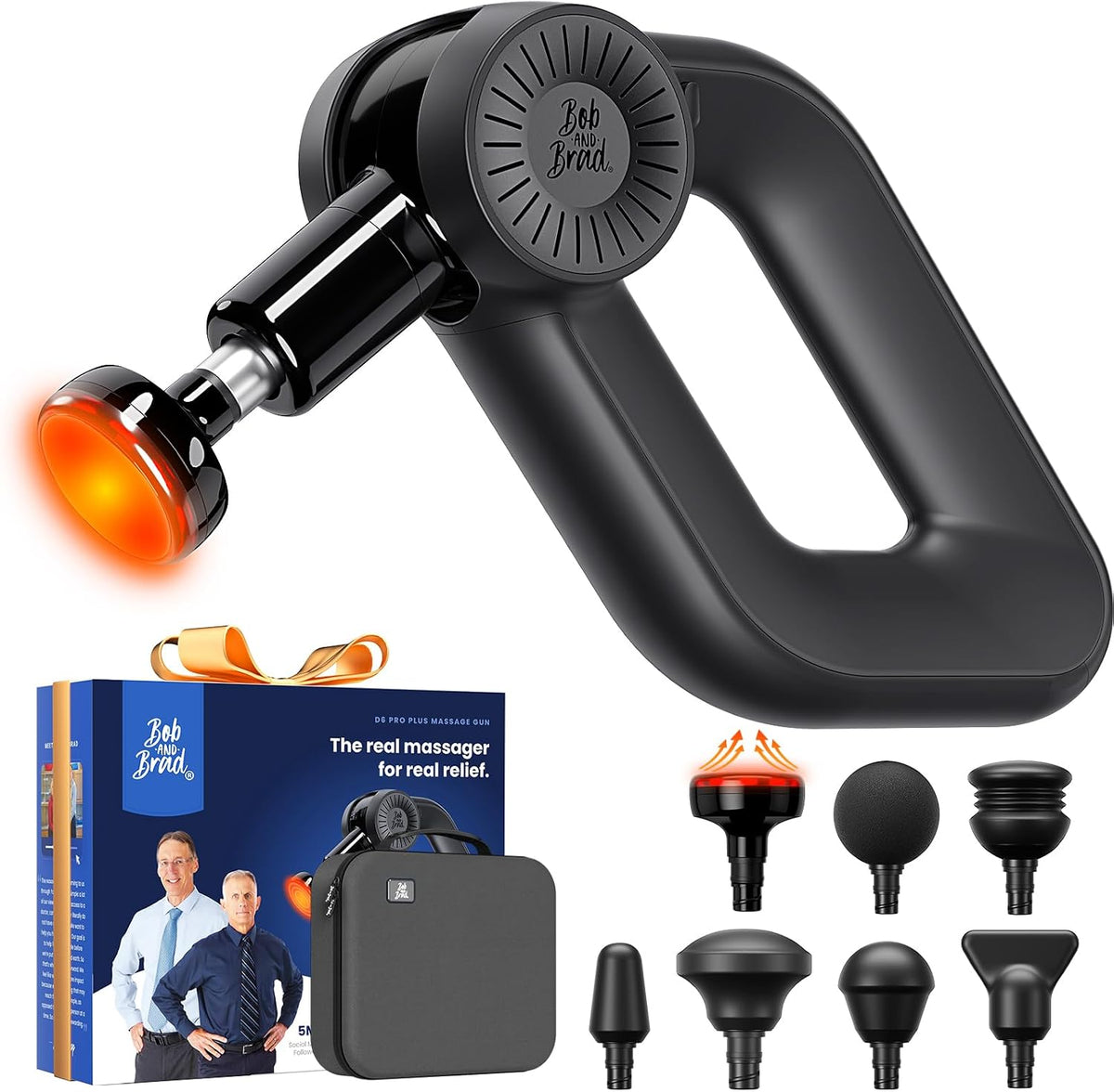 BOB AND BRAD Handmassagegeräte, 16 mm, Schwarz, D6 Pro Plus Massagepistole mit Wärmefunktion & Amplitude