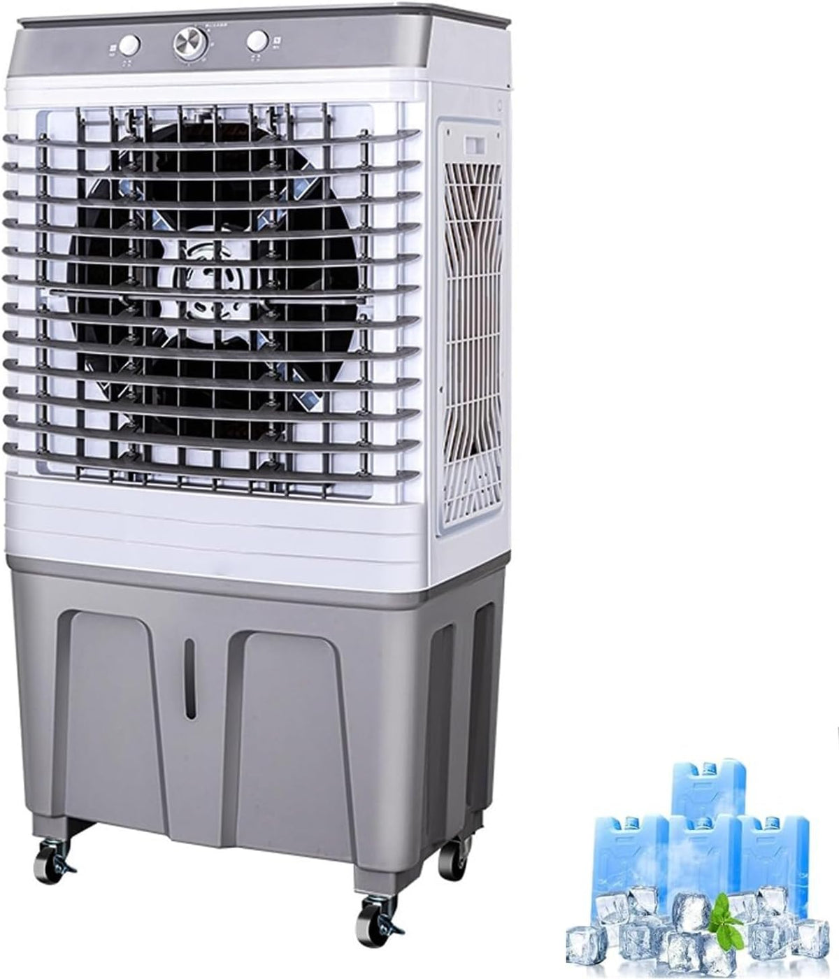 Mobiles Klimagerät, 200 W, 60 L, Weiß, 3-in-1 Verdunstungsluftkühler, tragbare Klimaanlage, 3 Geschwindigkeiten, Wassertank