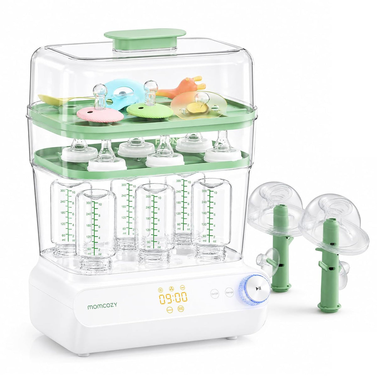 Momcozy Wäschetrockner, Schwarz, 3-lagiger großer Flaschen-Sterilisator und Trockner, schnell sterilisieren und trocknen