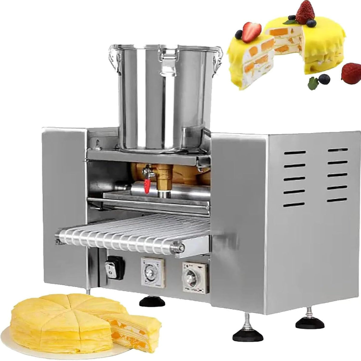 ZenSeFarin Crepesmaker, 2800 W, Grau, Kommerzielle Kreppmaschine, Vollautomatische Mille Crepe & Thin Pancake Maker