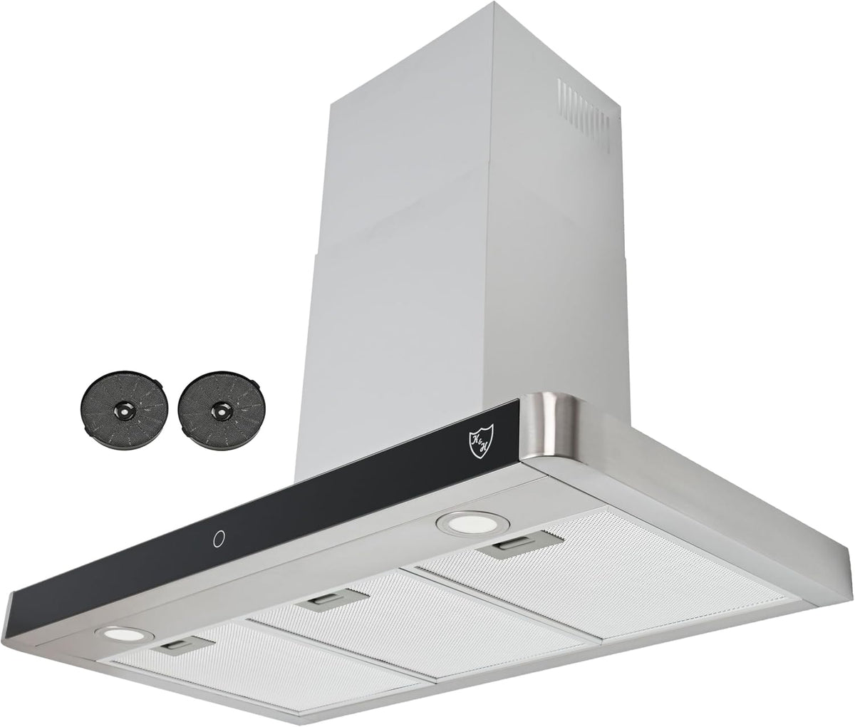 K&H Dunstabzugshaube, 600 m, 90 cm, Silber, Wandhaube [UMLUFT & ABLUFT] - Abzughaube Metall Fettfilter