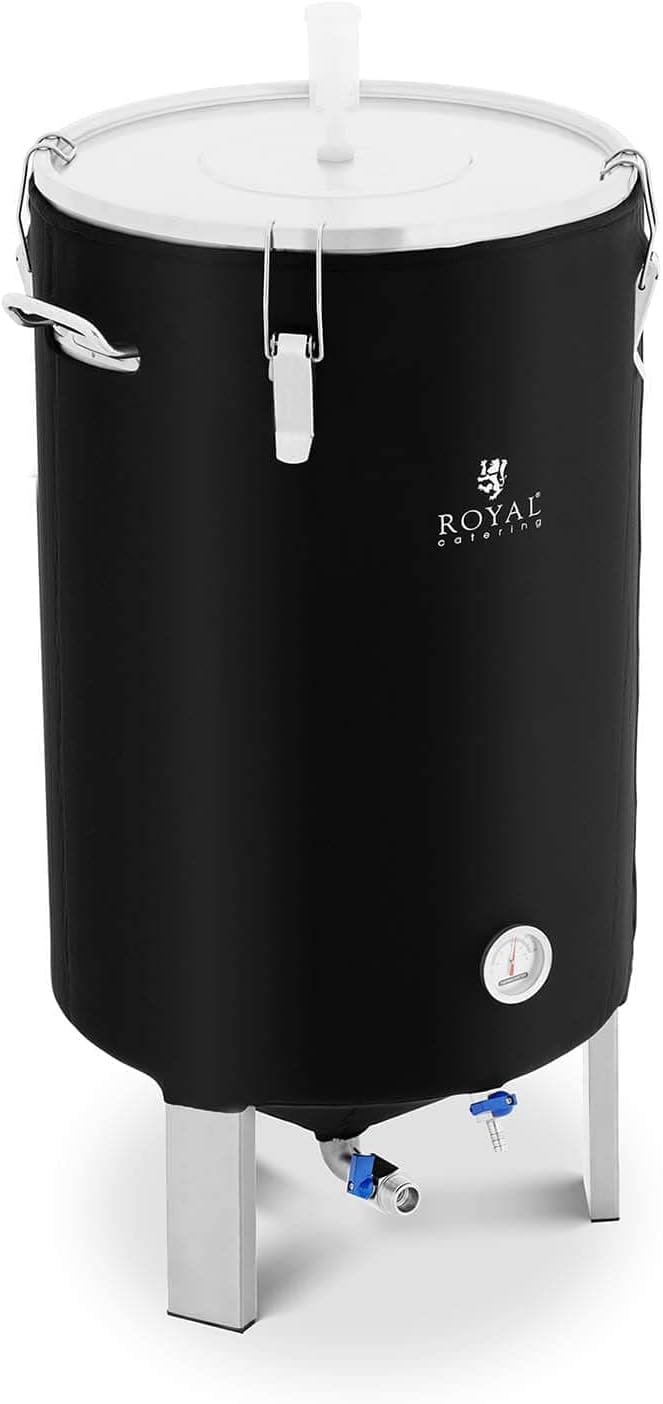 Royal Catering Gärbehälter, 70 l, Edelstahl, Silber, RCBM-70ICF Fermenter 0-40 °C Edelstahl mit Isoliermantel