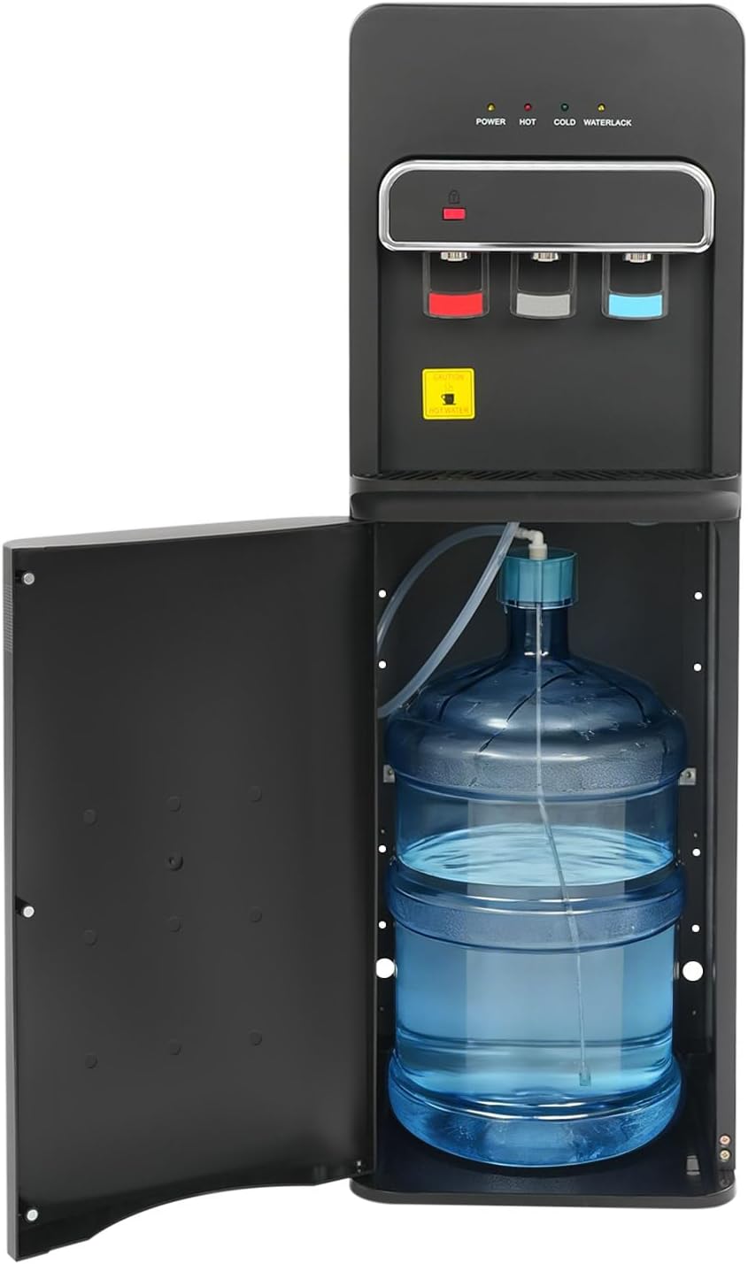 HOARLICN Kühler & Wasserspender, PVC, Schwarz, Wasserspender 3 Temperatur, Boden-Ladung Wasserspender