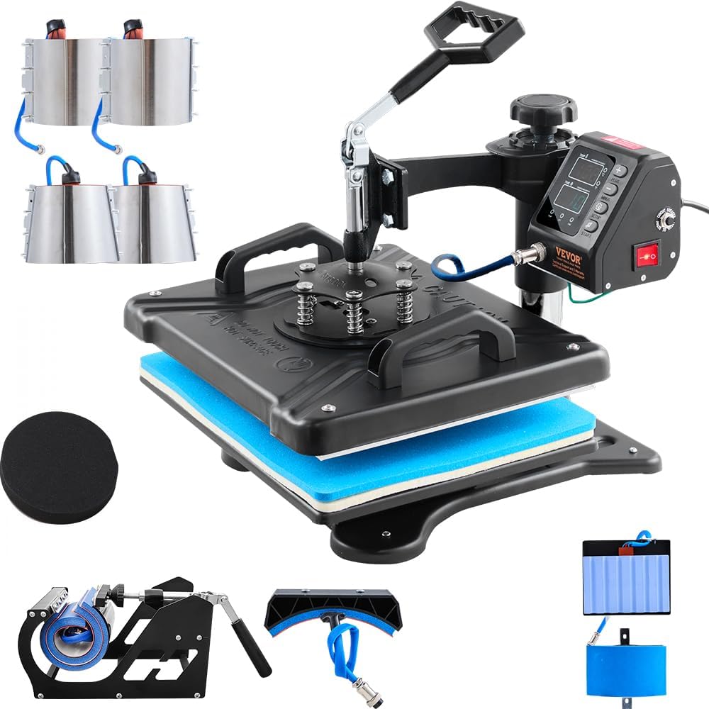 VEVOR Druckpressen, 38x30 cm, Schwarz, Transferpresse Hitzepresse Textilpresse T-Shirt Heat Press