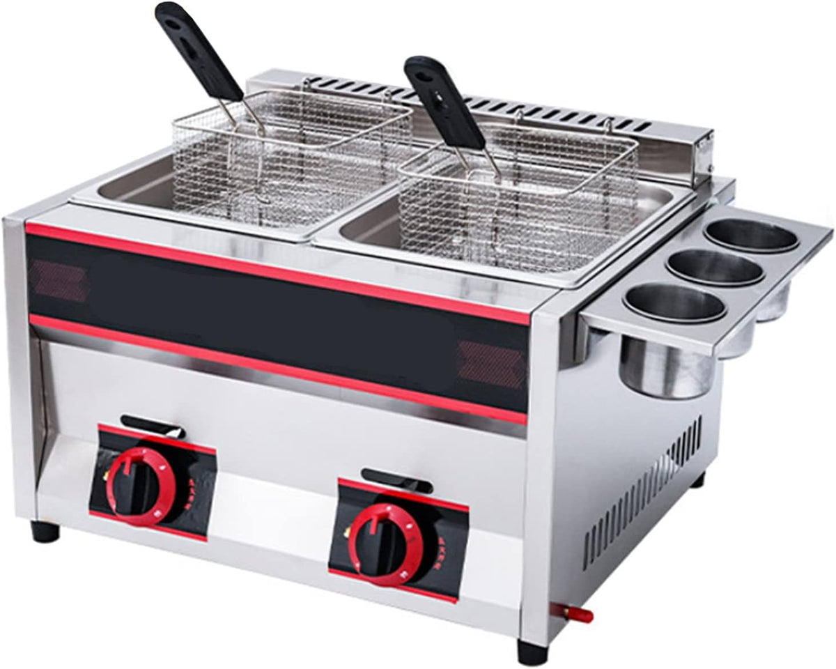Professionelle Heißluftfritteuse, 12 l/18 l, 12 L, 18 L, Silber, Gasfritteuse, / Gasfritteuse Tank Edelstahl Hähnchenchips Friteuse