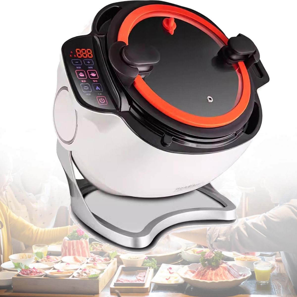 SOYPAX Multikocher, Grau, Automatische Kochmaschine 360° drehbare Rührbratmaschine