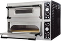 PRISMAFOOD Pizzaofen, 9,4 kW, 32 cm, Schwarz, 8 Pizzas Ø, Doppelkammer, Feuersteinboden