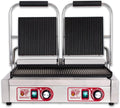 Beeketal Elektrogrill, Silber, 'BKG7' Gastro Doppelt Kontaktgrill mit Gusseisen