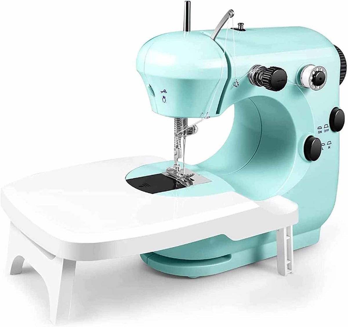 DYTWXG Overlock-Nähmaschinen, Grau, tragbare Nähmaschine für Anfänger mit Licht und, einfach zu bedienen und sicher für Kinder