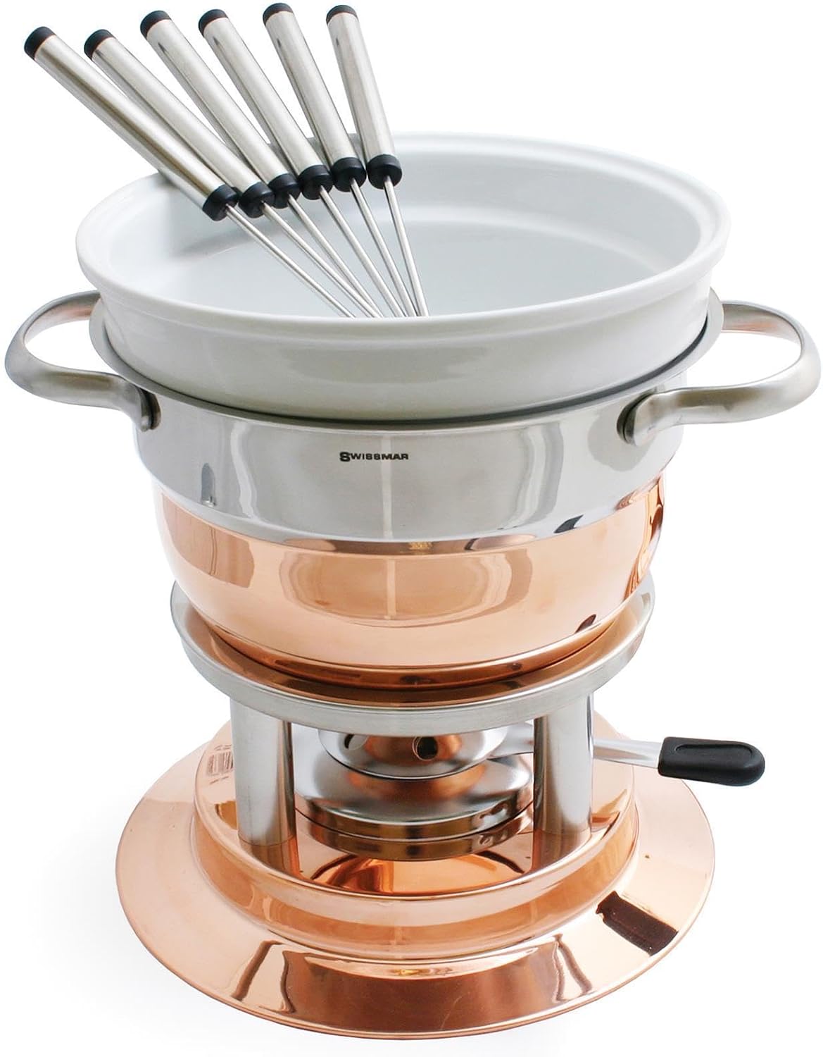 Swissmar Fleisch-Fondues, Silber, Lausanne 11tlg Fondue Set, Fondueset, Edelstahl, Keramik, Käsefondue, Fleischfondue